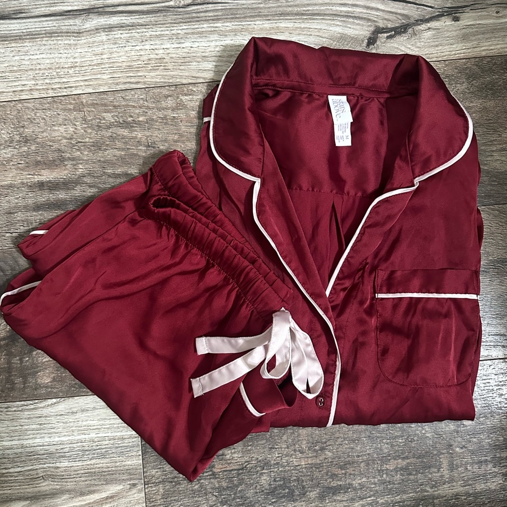 Stars Above Red Satin Pajama Set — Size Medium